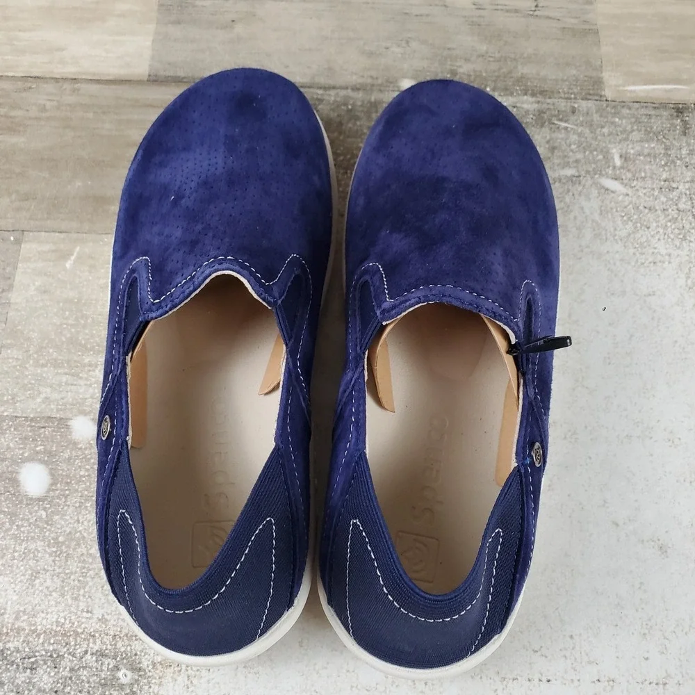 Spenco Siesta Convertible Womens Shoes Sz 6 Patriot Blue Suede Slip On Sneakers